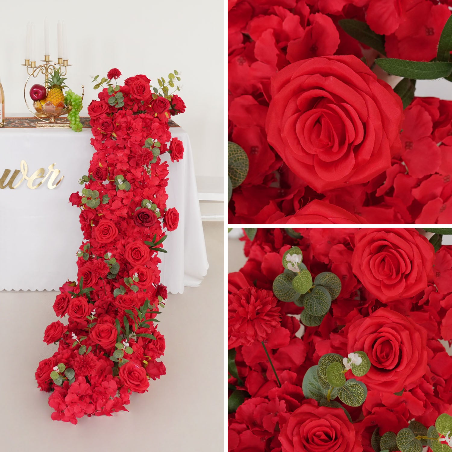 Uflower Artificial Flower Row Sofa Table Runner Floor Flower Arrangement